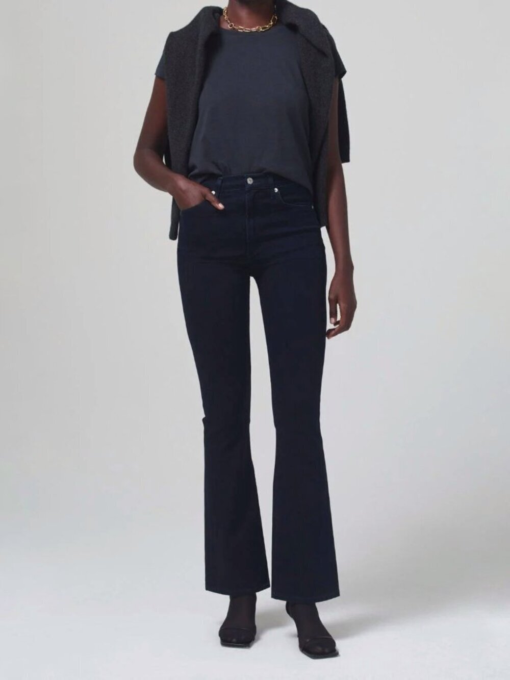 CITIZENS OF HUMANITY Lilah Bluefin Stretch High Rise Crop Bootcut Jeans, Size 25